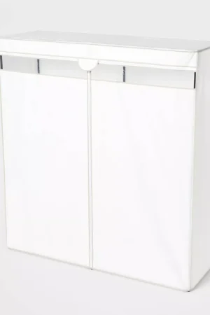 60" Wide Covered Storage Closet White: Portable Garment Rack, Steel Frame, Adult Assembly Required