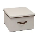 Household Essentials Storage Box with Lid Natural with Brown Trim