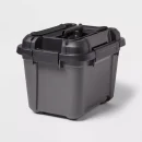 Tool and Hardware Latching Storage Box With Handle: Gray Multi-Compartment Tote, 18L Capacity