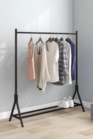 HDZNVF Garment Rack Freestanding Hanger Multi-functional Single pole Bedroom Clothing Rack Bedroom, Black