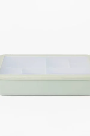8 Compartment Large Plastic Snack Bento Box Sage Green: Recycled PET, Dishwasher & Microwave Safe