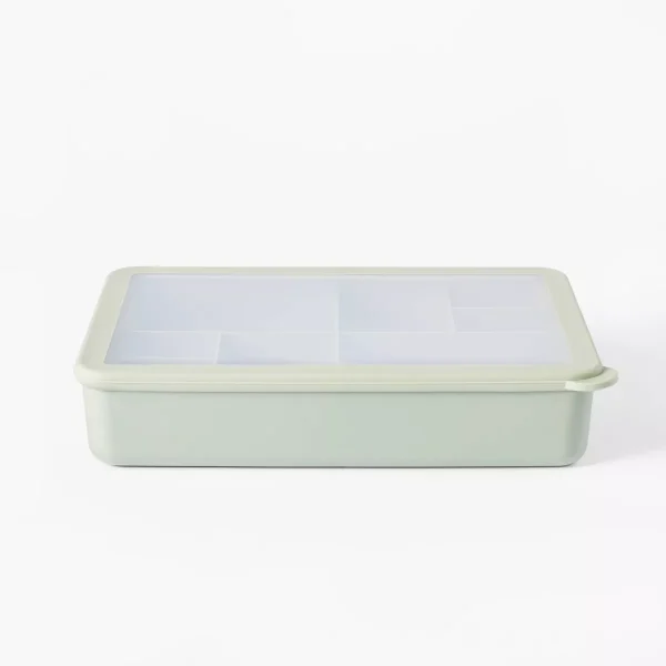 8 Compartment Large Plastic Snack Bento Box Sage Green: Recycled PET, Dishwasher & Microwave Safe