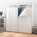60" Wide Covered Storage Closet White: Portable Garment Rack, Steel Frame, Adult Assembly Required