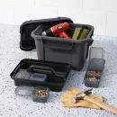 Tool and Hardware Latching Storage Box With Handle: Gray Multi-Compartment Tote, 18L Capacity