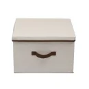 Household Essentials Storage Box with Lid Natural with Brown Trim